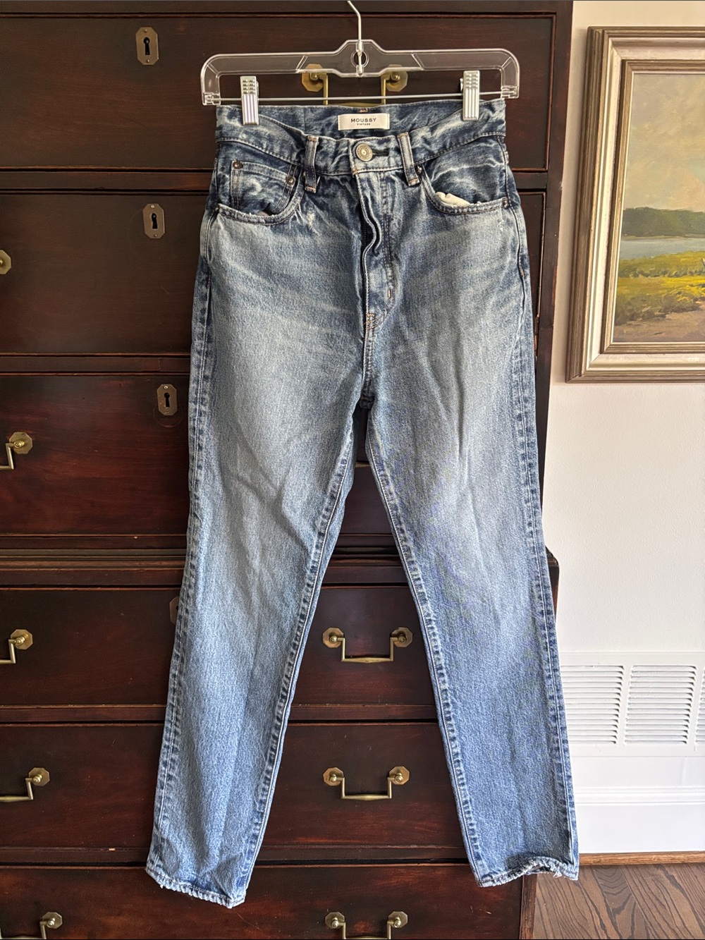 Moussy Vintage Light Blue Straight Leg Jeans 26